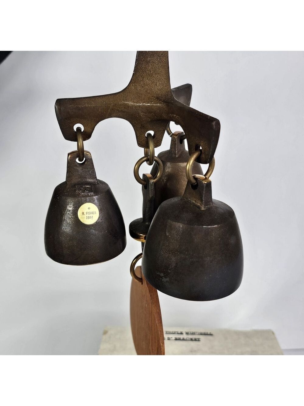 1984 Richard Fisher Authentic Wind Chime Triple Bell Original Sticker And Box